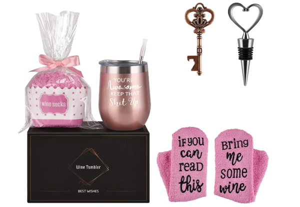 Best Gifts for Wife That She Will Love -Wine Tumbler with Saying-Cupcake Wine Socks Gift Set